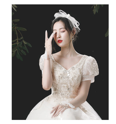 Guantes de Novia Artesanales Perla Blanca con Moño - Image 4