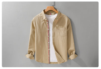 Camisa Oxford Clásica Británica de Manga Larga para Hombre - Image 12