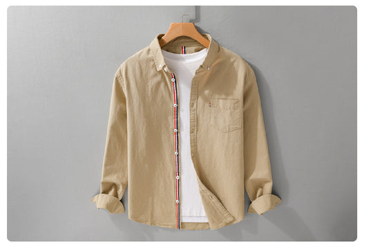 Camisa Oxford Clásica Británica de Manga Larga para Hombre - Image 12