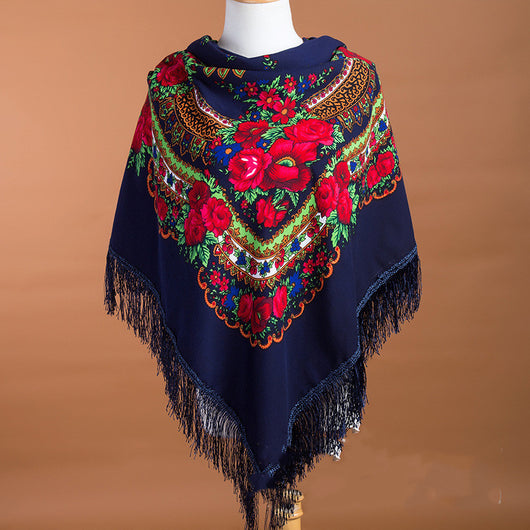 Foulard Cuadrado Étnico con Flecos - Abrigo Cálido y Elegante - Image 6