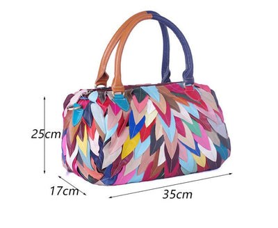 Bolso de Piel de Oveja con Contraste de Colores - Diseño Suave y Elegante - Image 6