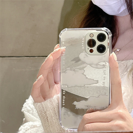 Funda Espejo para Teléfono - Diseño Nube Blanca con Espejo Integrado - Image 7