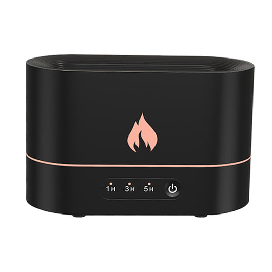 Black flame aromatherapy machine with a rose gold flame icon and timer settings for 1, 3, and 5 hours. - Image 12