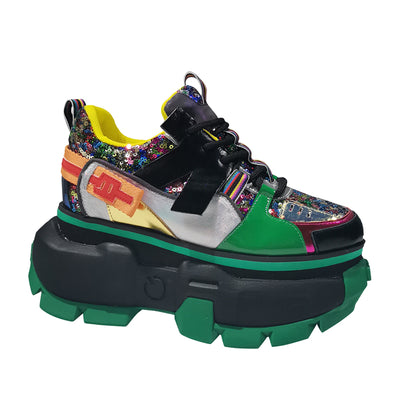 Zapatos Plataforma con Lentejuelas de Cuero y Bloques de Color - Image 11