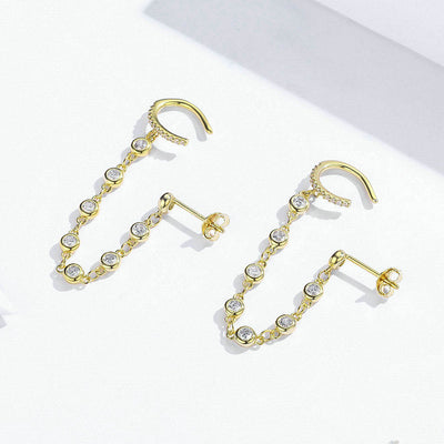 Aretes Largos Plata 925 con Baño de Oro - Diseño Fashion - Image 5