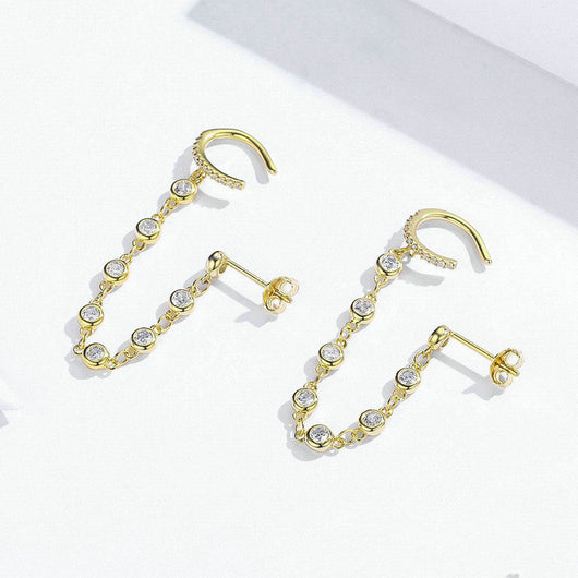 Aretes Largos Plata 925 con Baño de Oro - Diseño Fashion - Image 5