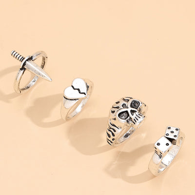 Juego de Anillos Calavera y Corazón con Dados para Mujer - Image 6