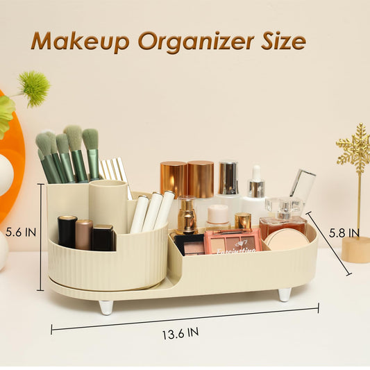 Organizador Giratorio de Maquillaje para Tocador - Gran Capacidad con Soporte para Brochas - Image 2