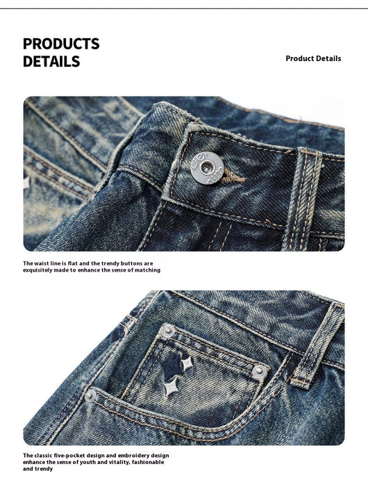 Jeans Anchos Retro Americano de Cintura Suelta para Hombre - Image 11