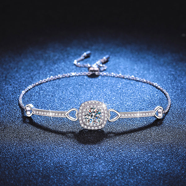 Pulsera de Plata Esterlina con Dije Cuadrado para Mujer