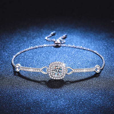 Pulsera de Plata Esterlina con Dije Cuadrado para Mujer