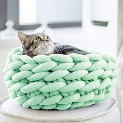 Cama Redonda Tejida para Gatos - Nido Boho de Algodón Cómodo - Image 2