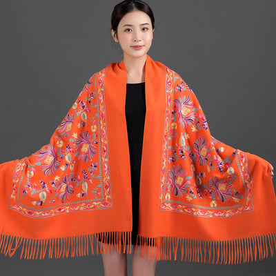 Bufanda Cashmere Tibetana Bordada Gruesa para Invierno - Image 7