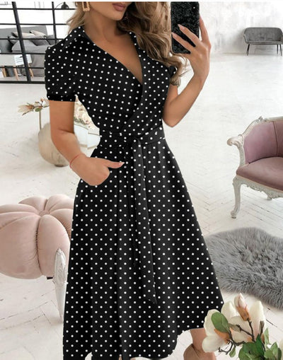 Vestido Largo Manga Larga Escote V Estampado para Mujer - Image 7