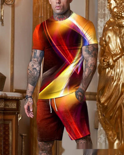 Traje Casual Hombre Manga Corta Cuello Redondo Degradado Multicolor - Image 6