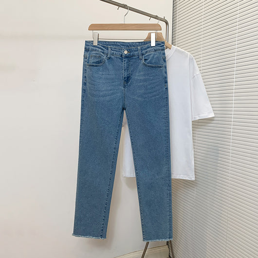 Pantalones Vaqueros Azul Desteñido Tendencia Verano para Hombre - Image 7