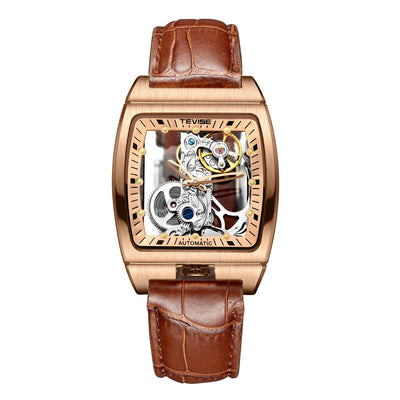 Reloj Mecánico Automático de Cuero para Hombre con Movimiento de Larga Duración - Image 4