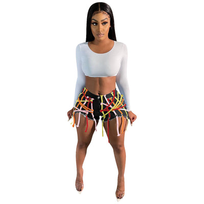 Shorts de Mezclilla Elásticos con Ojetes y Lavado Stretch para Mujer - Image 7
