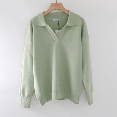 Suéter Oversize de Cuello Polo Grueso para Otoño Invierno - Image 9