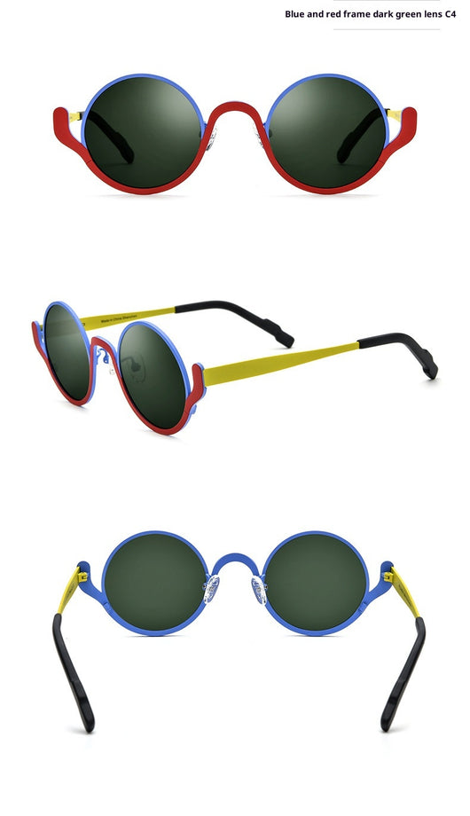 Lentes de Sol Mujer Bloques de Color Titanio Puro Diseño Redondo - Image 11