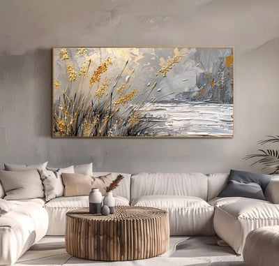 Cuadro Abstracto Pintado a Mano - Paisaje Cañaveral Contemporáneo para Sala de Estar - Image 5