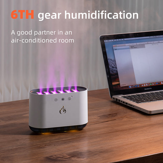 Humidificador Ultrasónico Inteligente USB con Llama Dinámica y Control por Voz