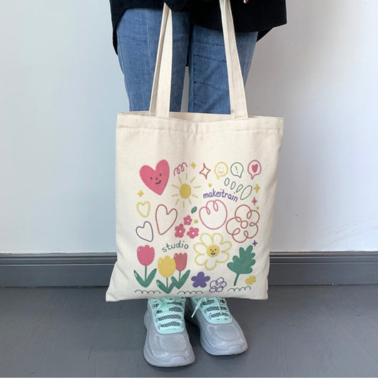 Bolsa de Lona Grande con Estampados Adorables - Capacidad Máxima - Image 11