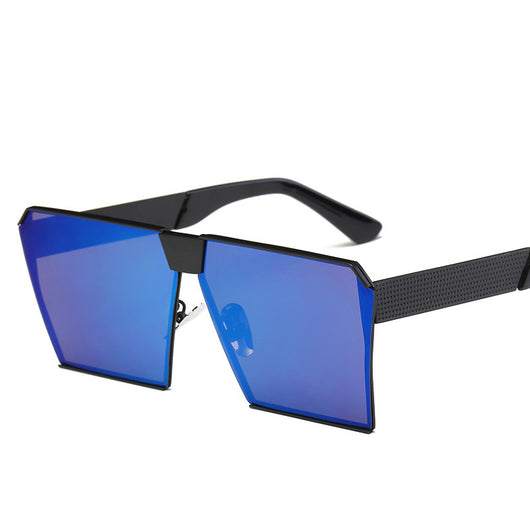 Silver-framed square polarized sunglasses with dark gray lenses and textured temples on a white background. - Image 38