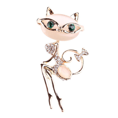 Broche Gato Plateado con Cristales Brillantes - Image 10