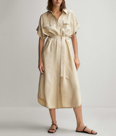 Vestido Camisero Suelto con Cinturón y Bolsillos - Image 2