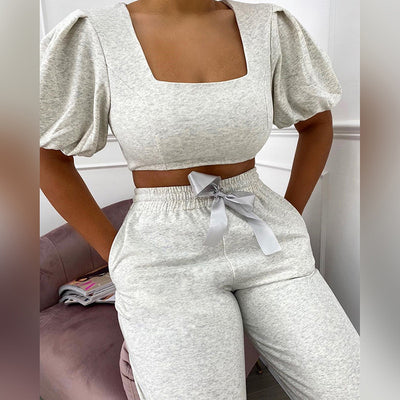 Conjunto Casual Elegante: Blusa con Mangas Farol y Pantalón Talle Alto - Image 8