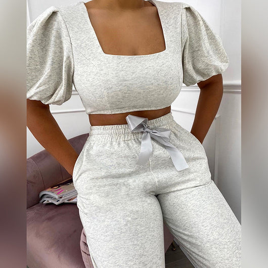 Conjunto Casual Elegante: Blusa con Mangas Farol y Pantalón Talle Alto - Image 8