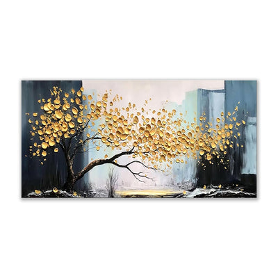 Cuadro Abstracto Árbol Dorado Pintura Hecha a Mano Decoración Moderna para el Hogar - Image 6