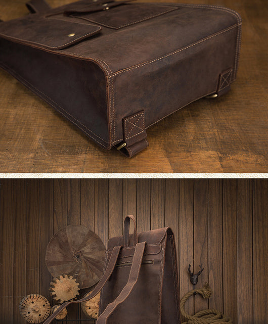 Mochila de Cuero Casual Estilo Británico para Hombre - Image 15