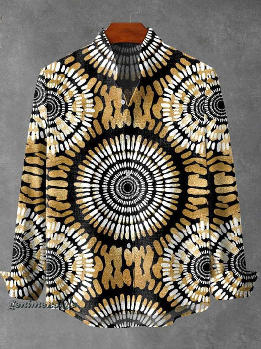 Camisa de Cuadros con Cuello Mao Manga Larga para Hombre - Image 9