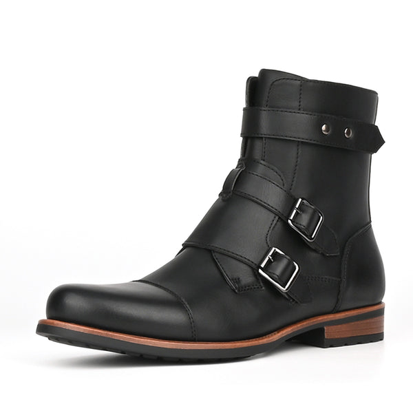 Botas Denim Minimalistas para Hombre con Cierre Lateral y Hebilla Metálica - Image 5