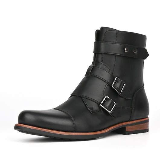 Botas Denim Minimalistas para Hombre con Cierre Lateral y Hebilla Metálica - Image 5