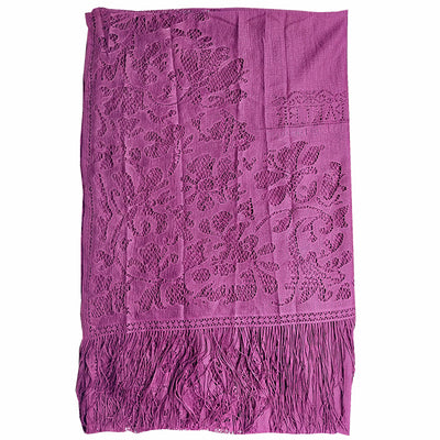 Pañuelo Hijab Encaje Calado Color Sólido con Borlas - Image 24