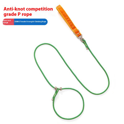 Red anti-knot competition grade P rope dog leash with a padded handle and metal hardware. - Image 9