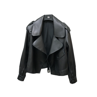 Chaqueta de Cuero Corta Suelta para Mujer - Image 6