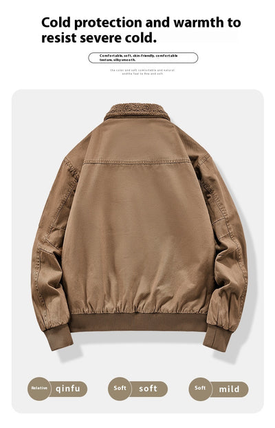 Chaqueta de Algodón Lavado con Forro Polar para Hombre - Resistente al Viento - Image 14