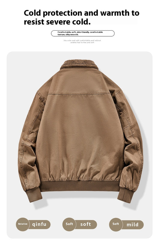 Chaqueta de Algodón Lavado con Forro Polar para Hombre - Resistente al Viento - Image 14