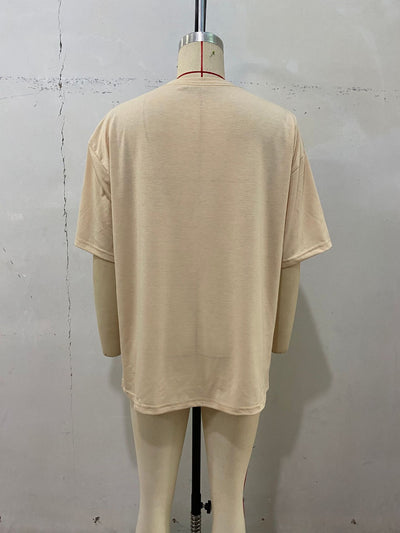 Camiseta Suelta de Largo Medio en Color Liso para Mujer - Image 17