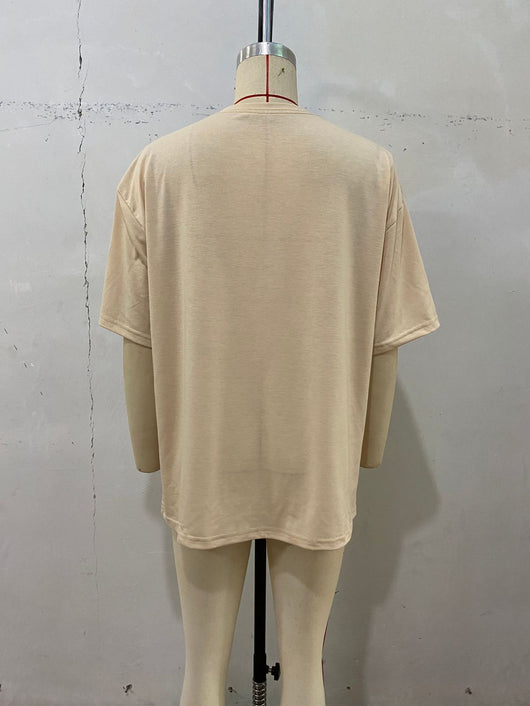 Camiseta Suelta de Largo Medio en Color Liso para Mujer - Image 17