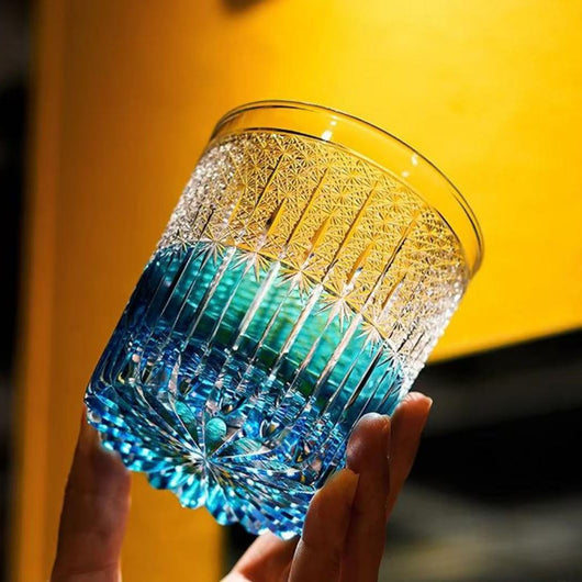 Vaso de Whiskey Edo Kiriko Pino y Grúa - Artesanía Japonesa - Image 14