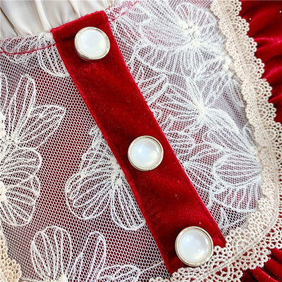 Vestido Navideño Rojo de Terciopelo para Niña - Image 15