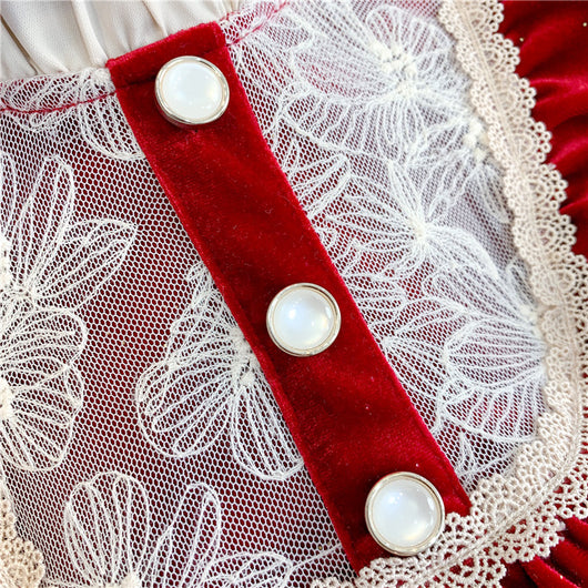 Vestido Navideño Rojo de Terciopelo para Niña - Image 15