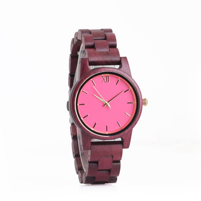 Reloj de Madera para Mujer con Esfera de Concha - Cuarzo Casual Violeta - Image 12