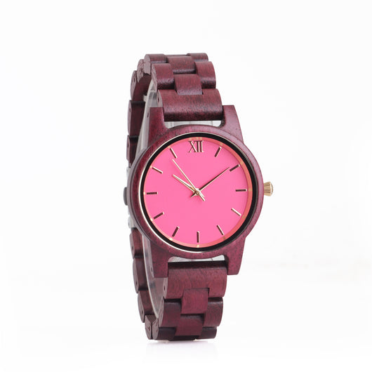 Reloj de Madera para Mujer con Esfera de Concha - Cuarzo Casual Violeta - Image 12