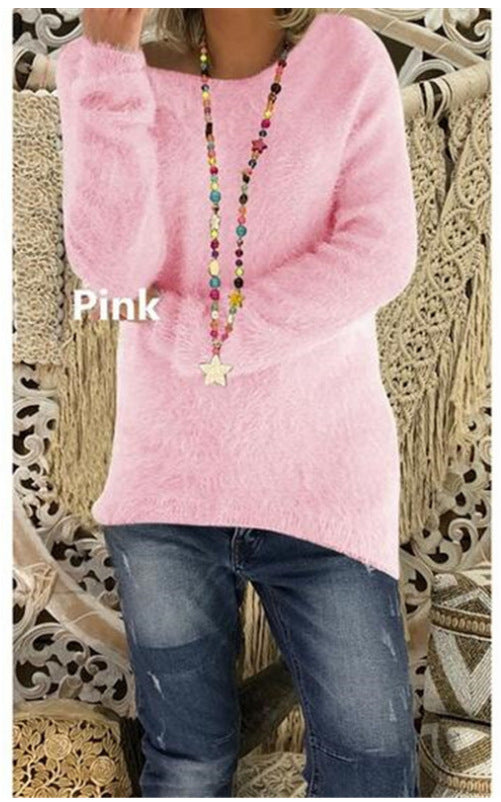 Suéter Holgado de Manga Larga Liso para Mujer - Otoño e Invierno - Image 3